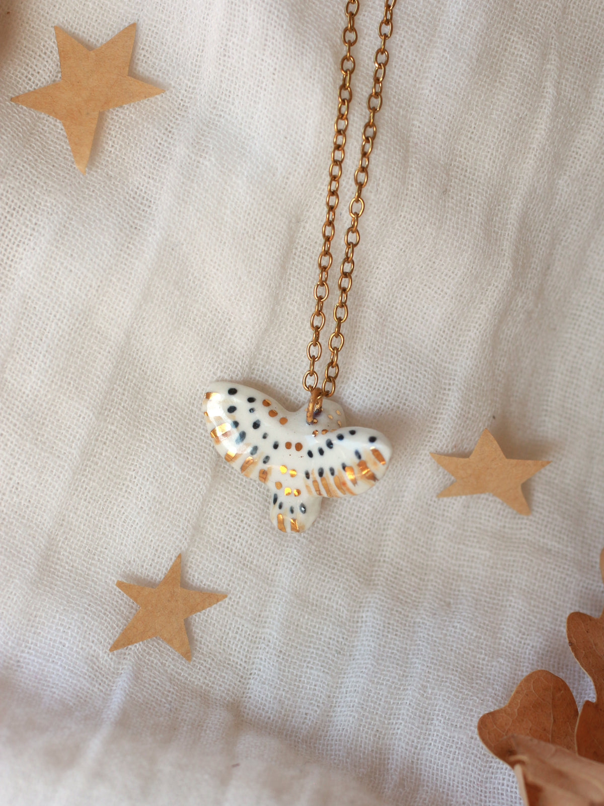 White barn owl necklace