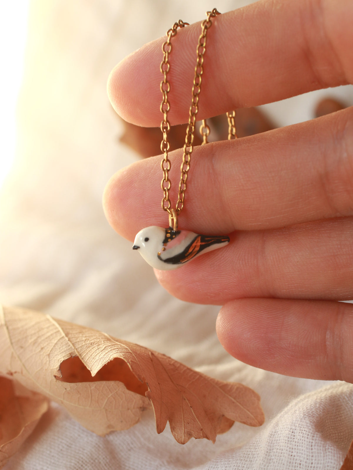 Long-tailed tit necklace