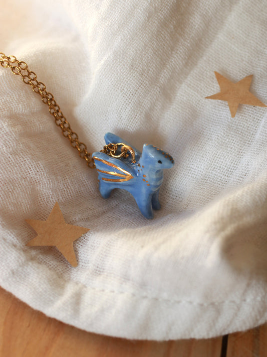 Blue dragon necklace