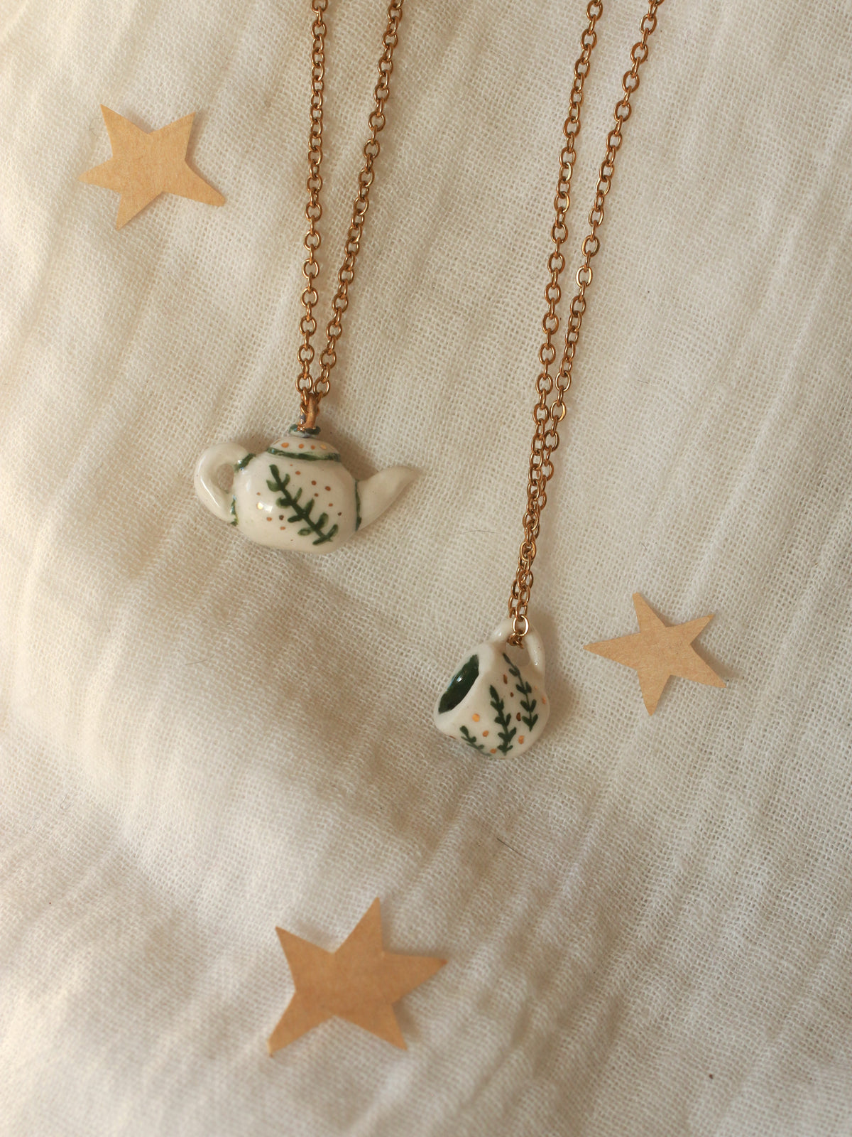 Cup and Teapot necklaces