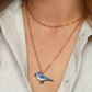 Blue jay necklace - wooden bird pendant