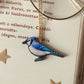 Blue jay necklace - wooden bird pendant