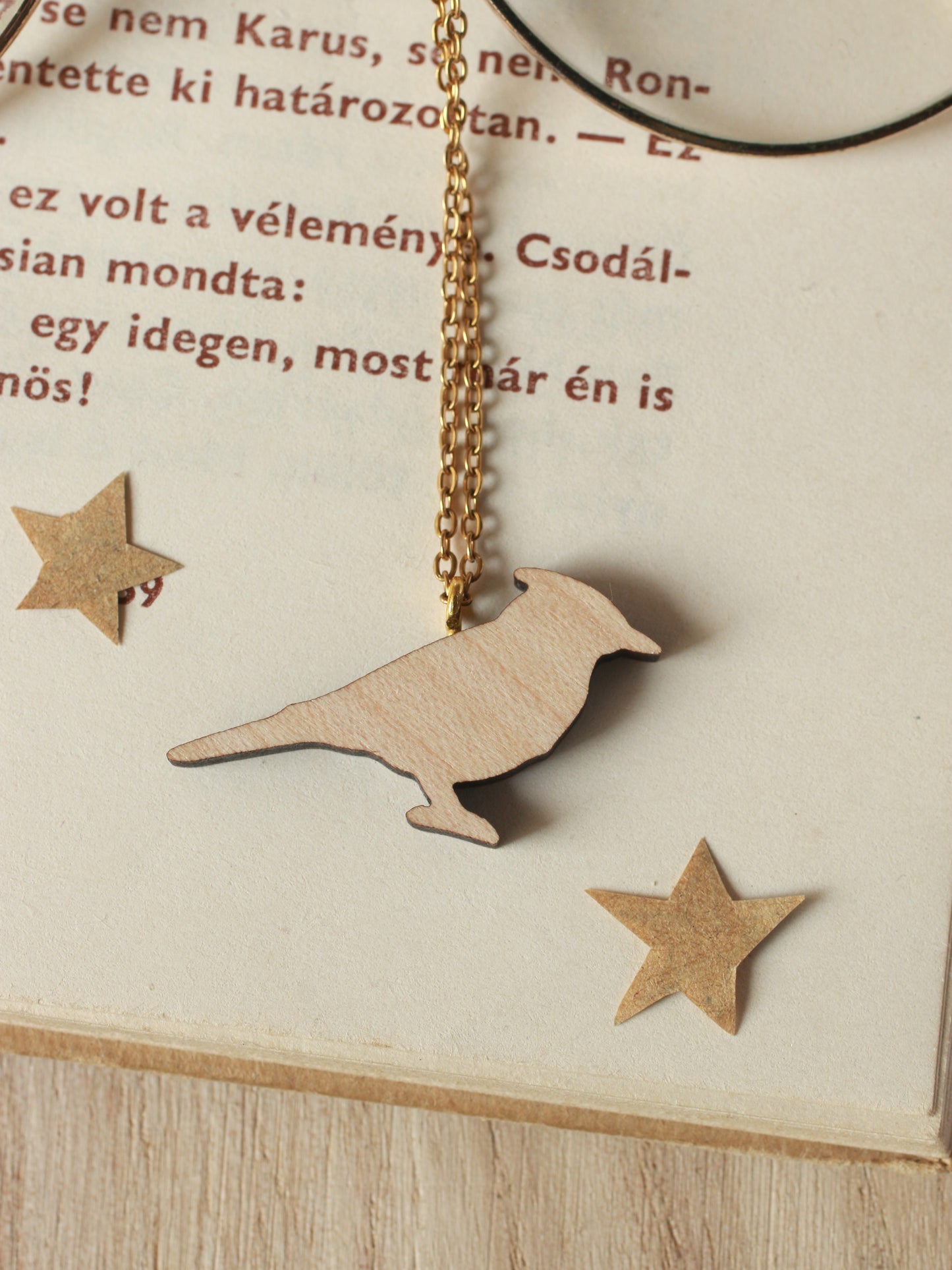 Blue jay necklace - wooden bird pendant