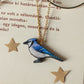 Blue jay necklace - wooden bird pendant
