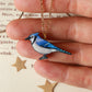 Blue jay necklace - wooden bird pendant