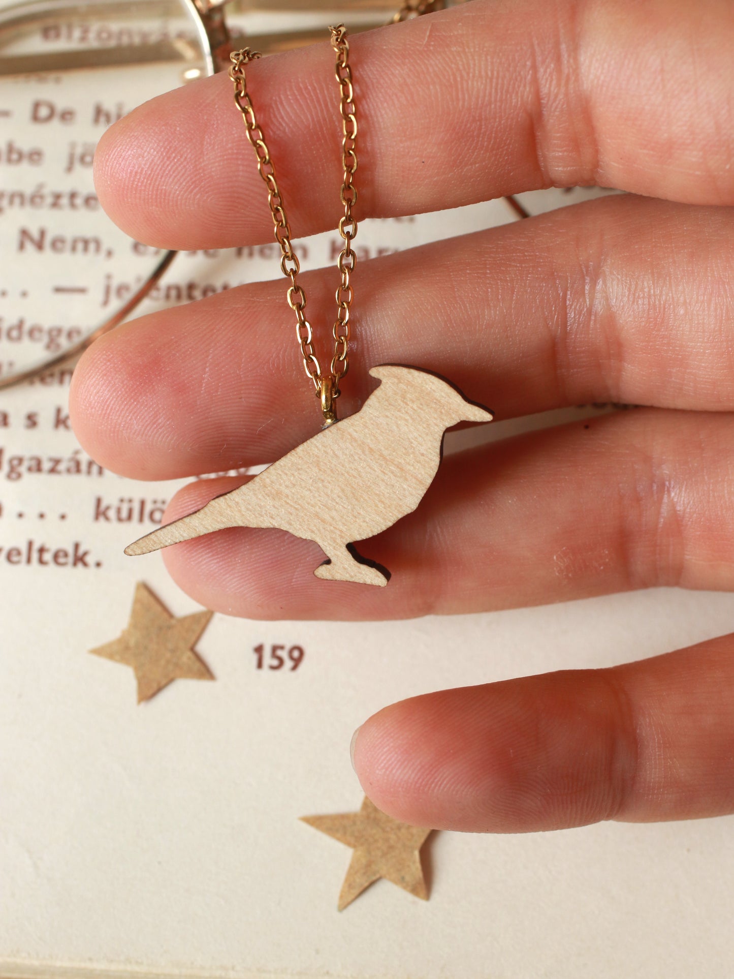 Blue jay necklace - wooden bird pendant