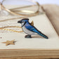 Blue jay necklace - wooden bird pendant