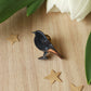 Black redstart pin - wooden bird brooch