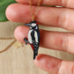 Woodpecker necklace - wooden bird pendant