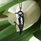 Woodpecker necklace - wooden bird pendant