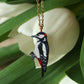 Woodpecker necklace - wooden bird pendant