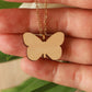 Wooden Orange tip Butterfly necklace