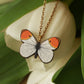 Wooden Orange tip Butterfly necklace