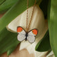 Wooden Orange tip Butterfly necklace