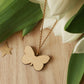 Wooden Orange tip Butterfly necklace
