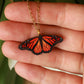 Monarch butterfly - wooden necklace