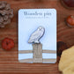 Snowy owl wooden pin