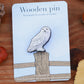 Snowy owl wooden pin