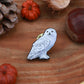 Snowy owl wooden pin