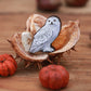 Snowy owl wooden pin