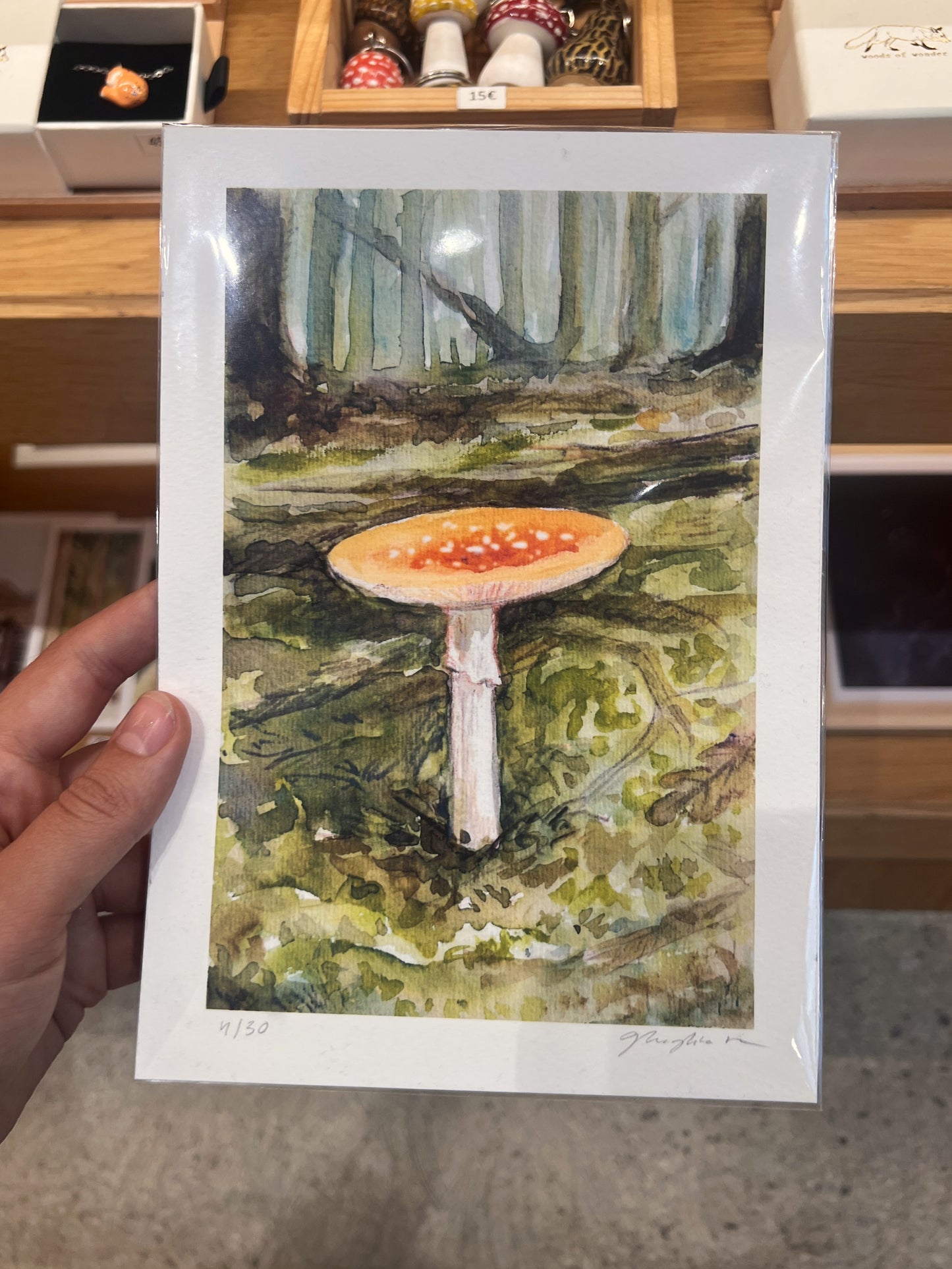 Fly agaric mushroom print - A5 art print RESERVED