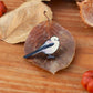 Long-tailed tit pin - wooden bird pin