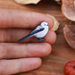 Long-tailed tit pin - wooden bird pin