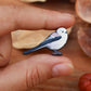 Long-tailed tit pin - wooden bird pin