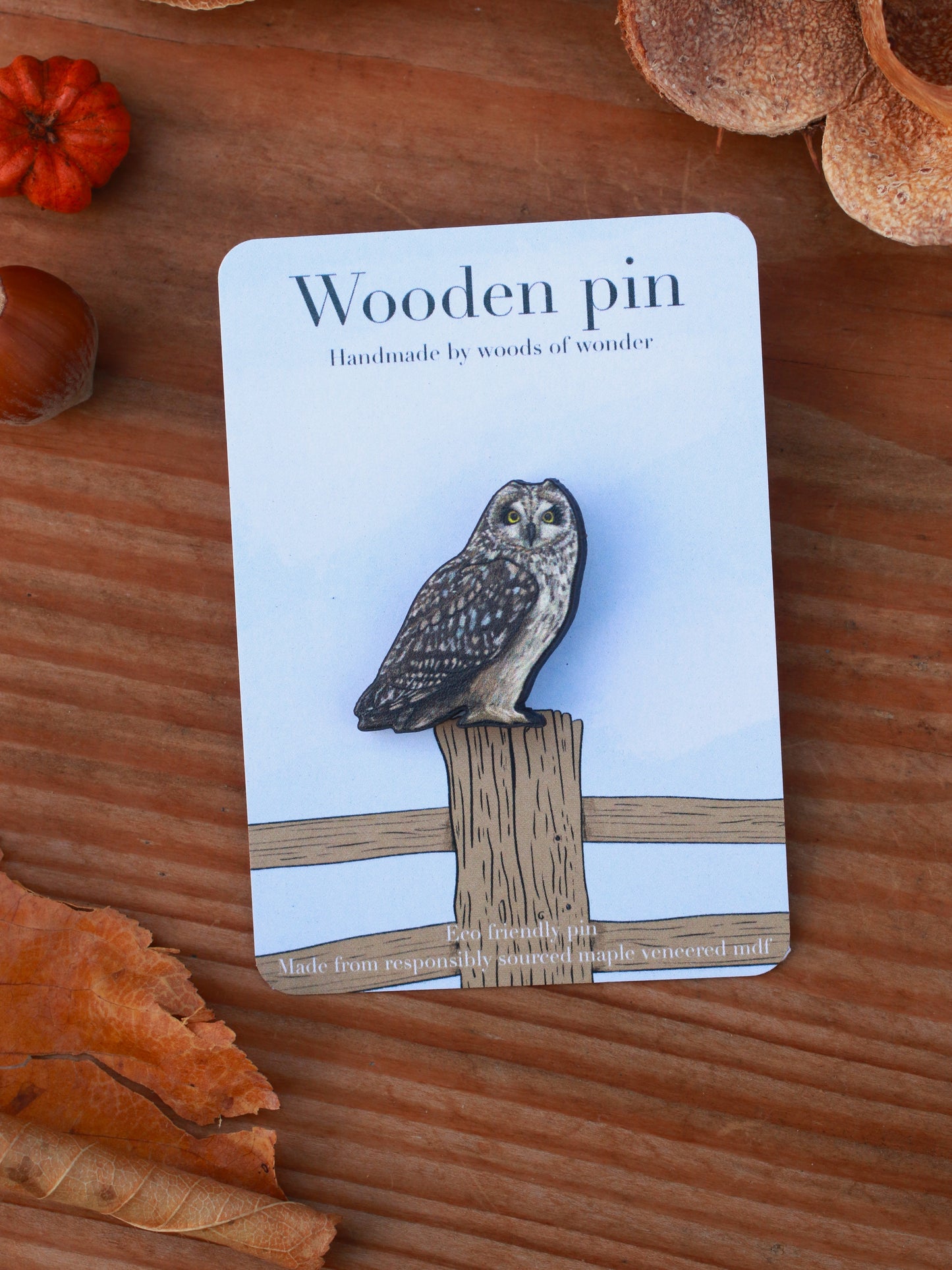 Short eared owl pin