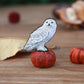 Snowy owl wooden pin