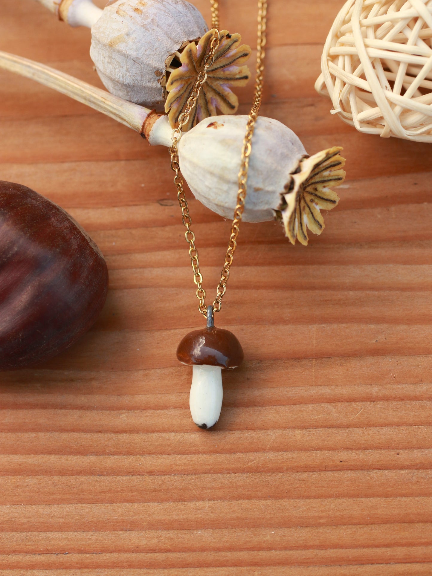 Ceramic Mushroom necklace