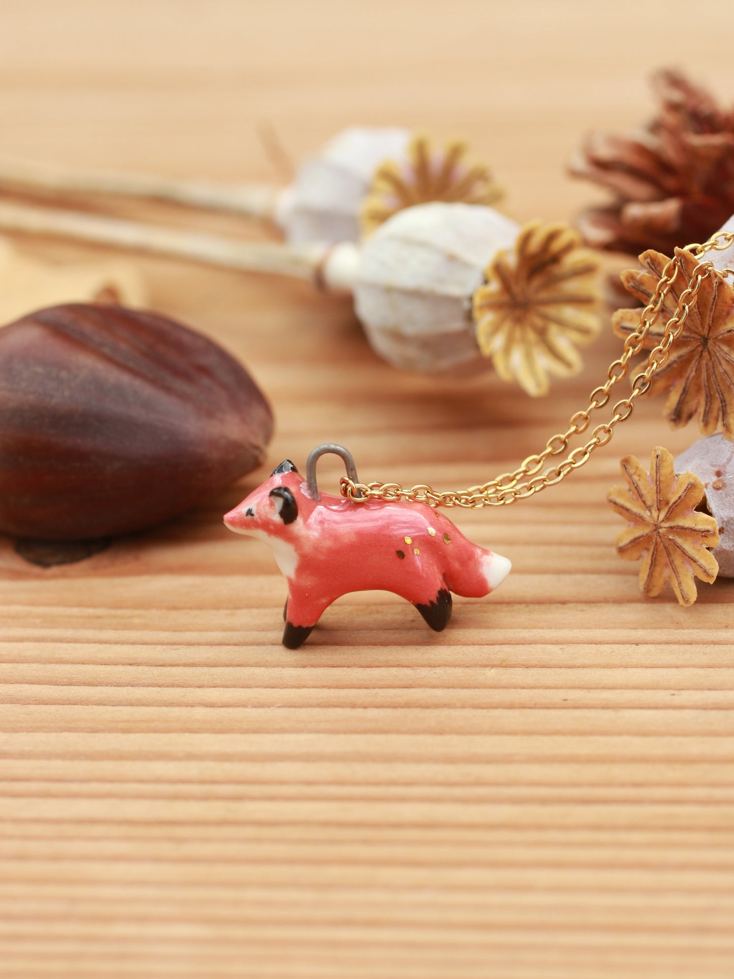 Fox necklace - 22k gold details