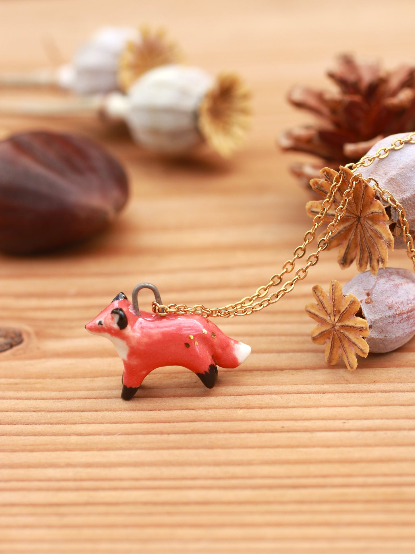 Fox necklace - 22k gold details