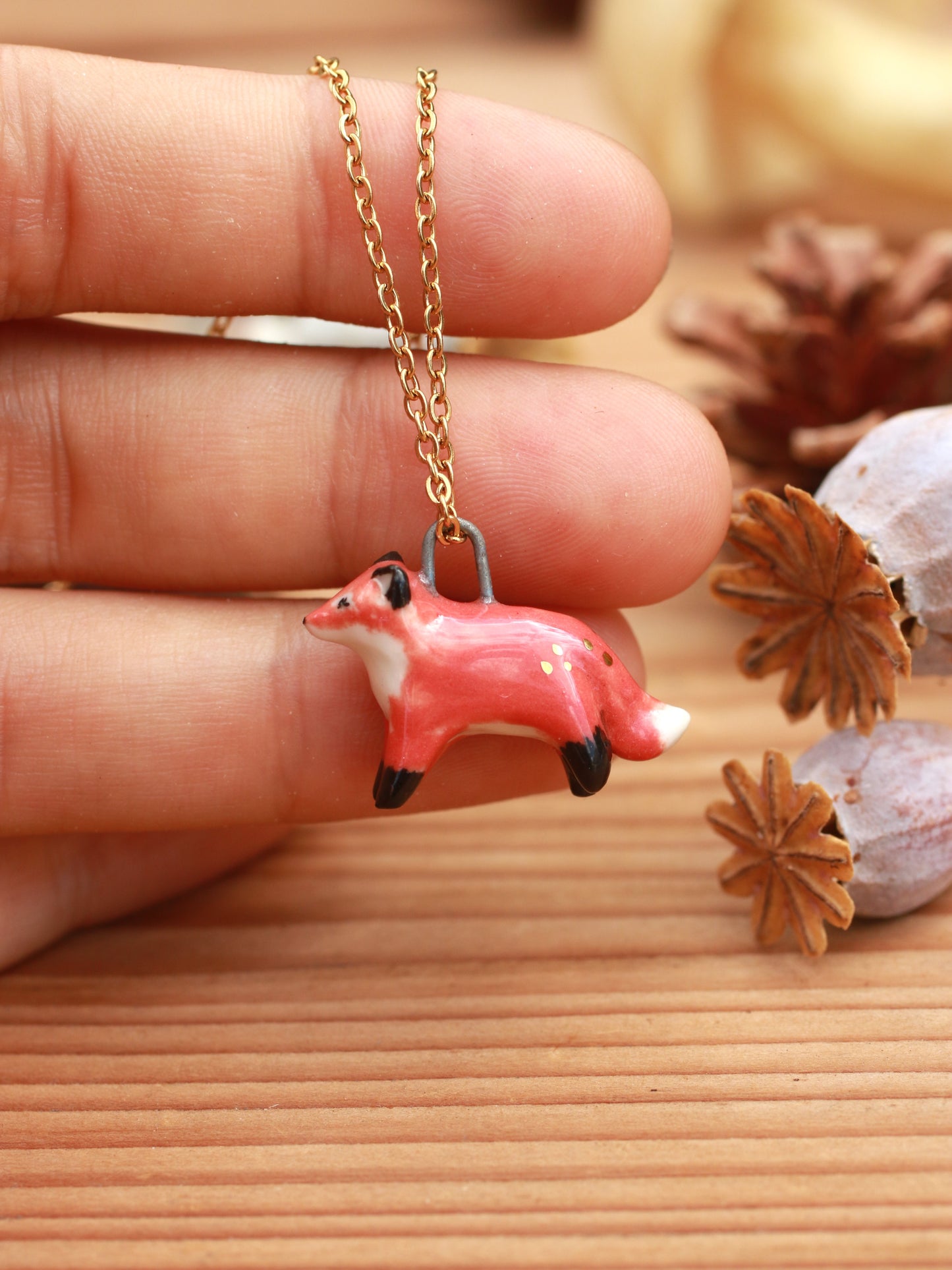 Fox necklace - 22k gold details