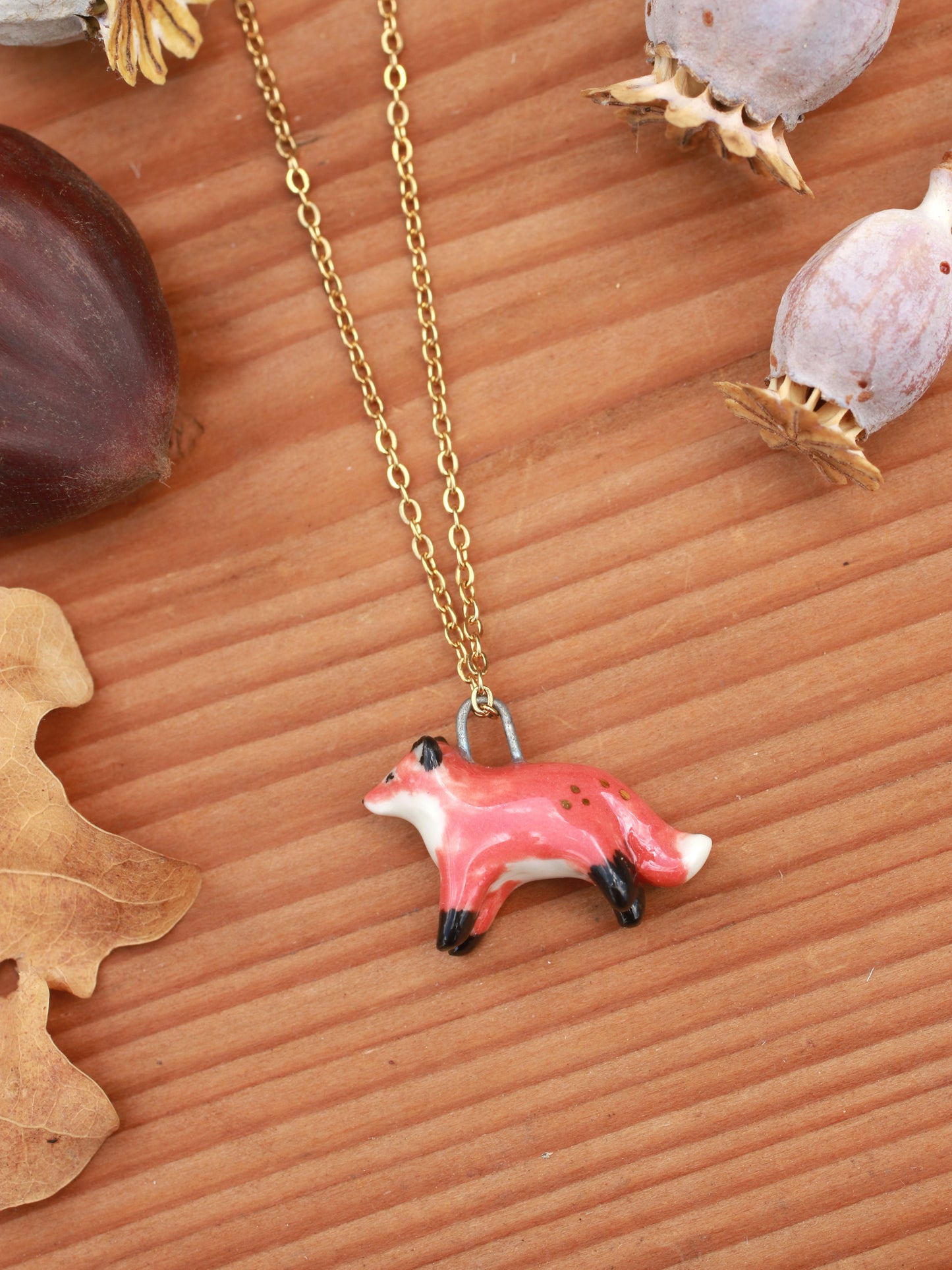 Fox necklace - 22k gold details