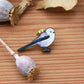 Long-tailed tit pin - wooden bird pin