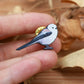 Long-tailed tit pin - wooden bird pin