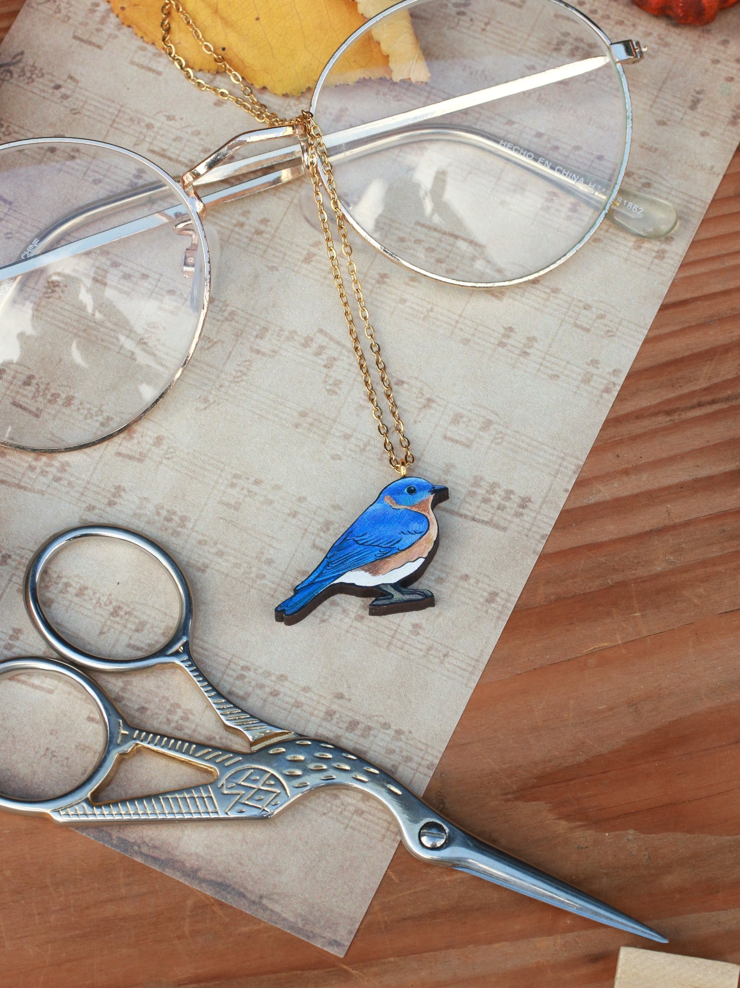 Blue bird necklace