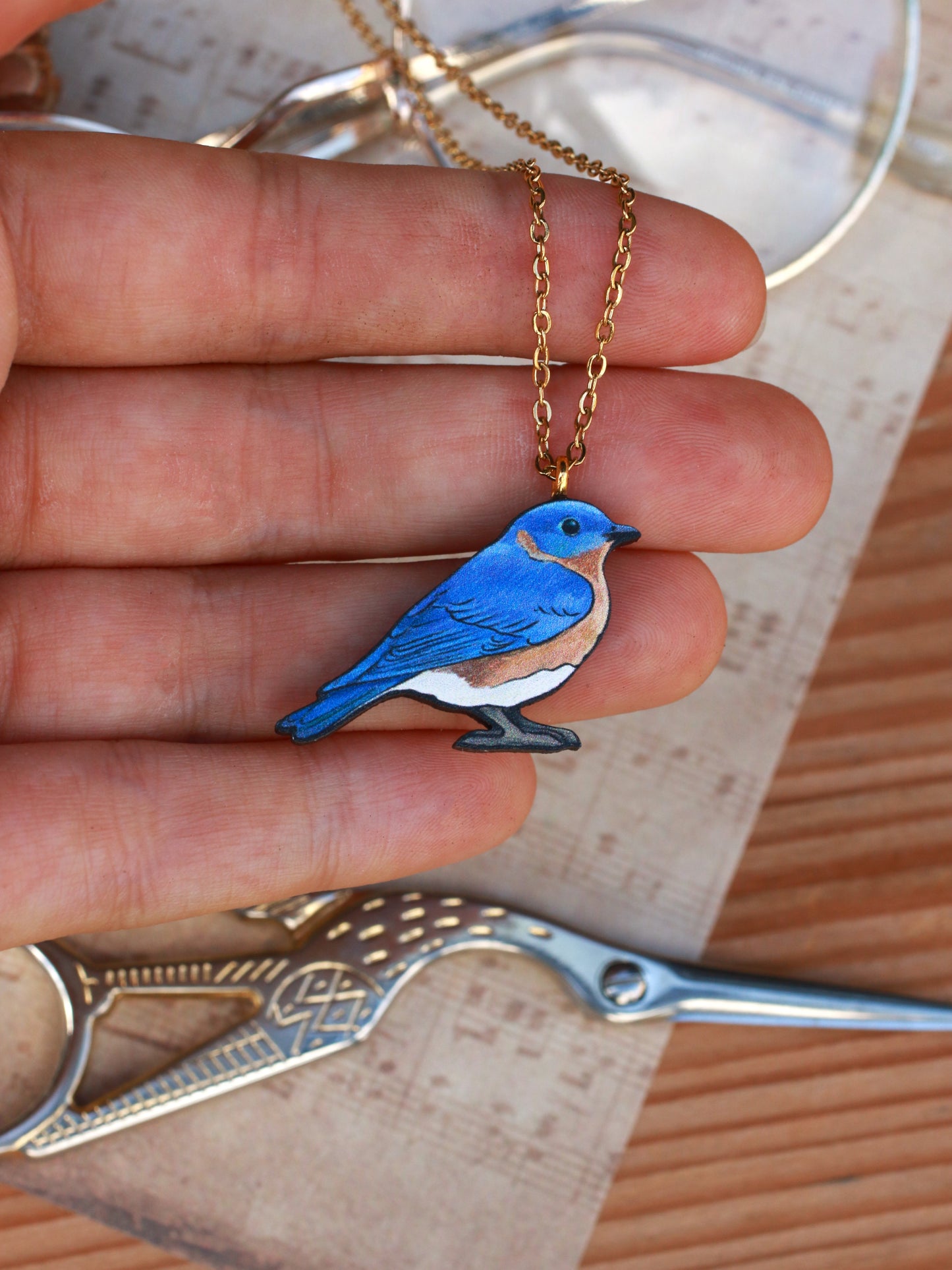 Blue bird necklace