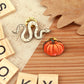 Pumpkin and snake pin set