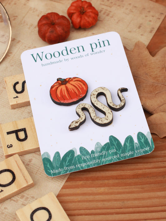 Pumpkin and snake pin set