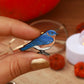 Blue bird wooden pin