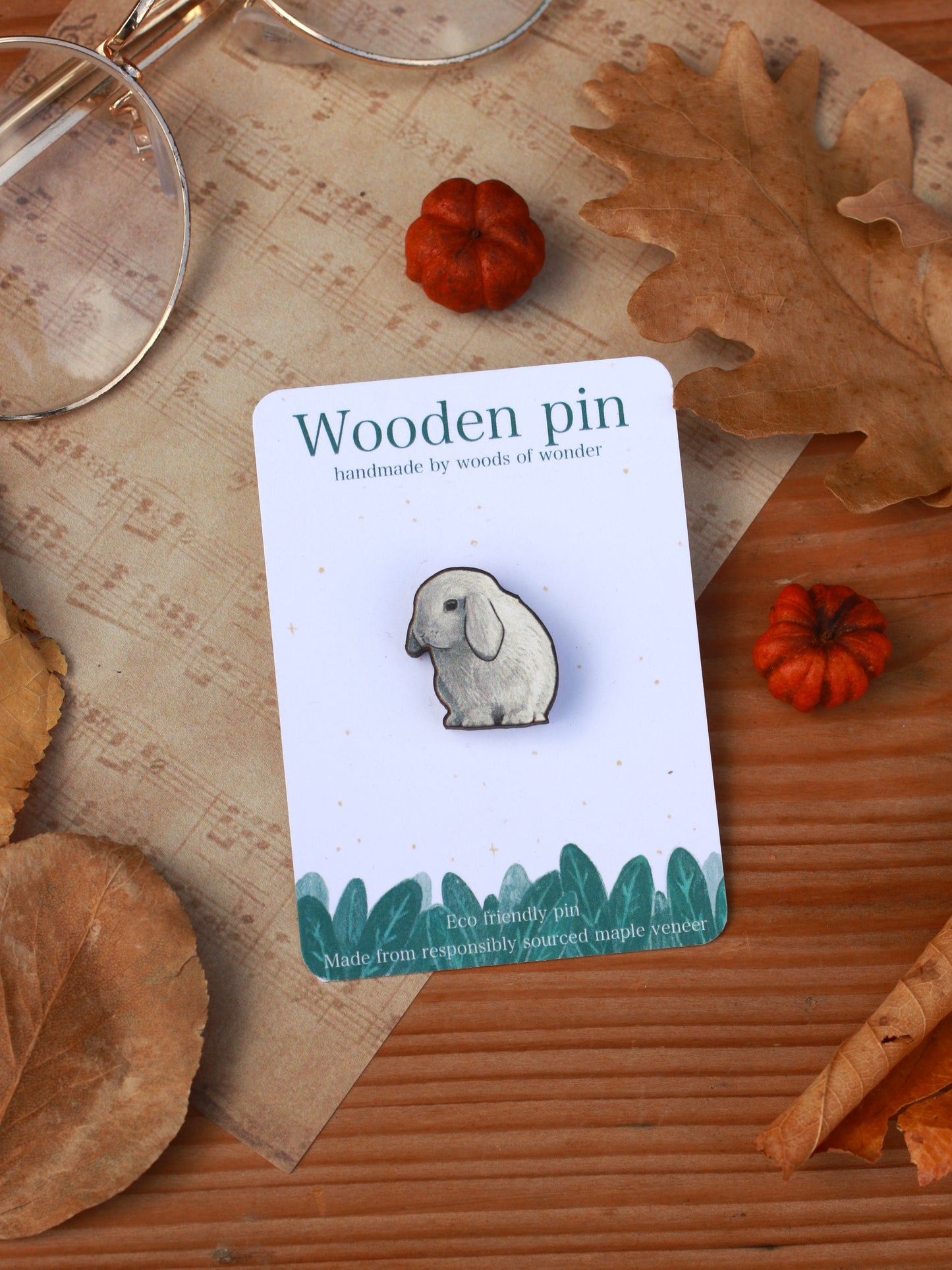 White Rabbit pin - Lop-Eared Rabbit brooch