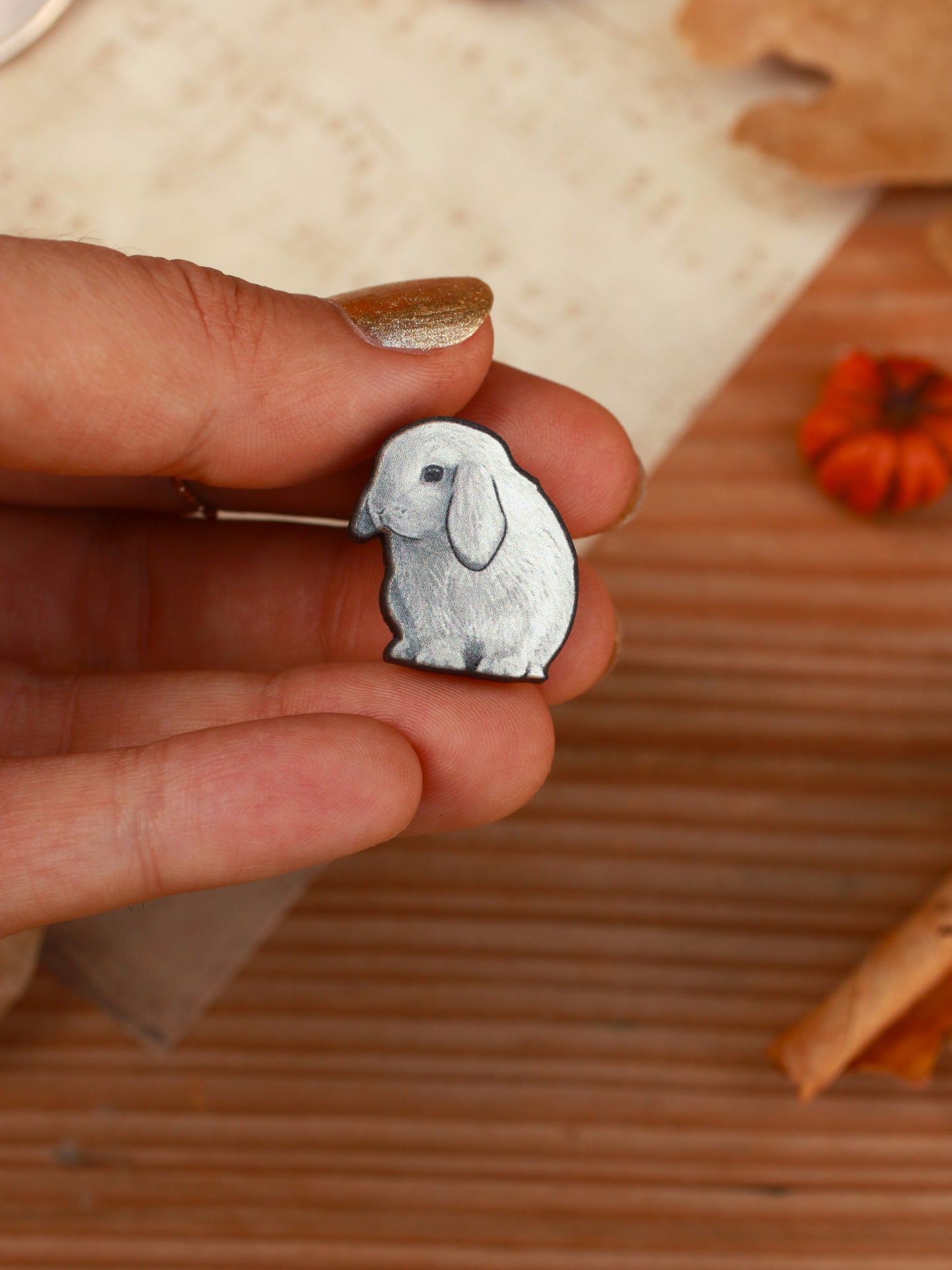 White Rabbit pin - Lop-Eared Rabbit brooch