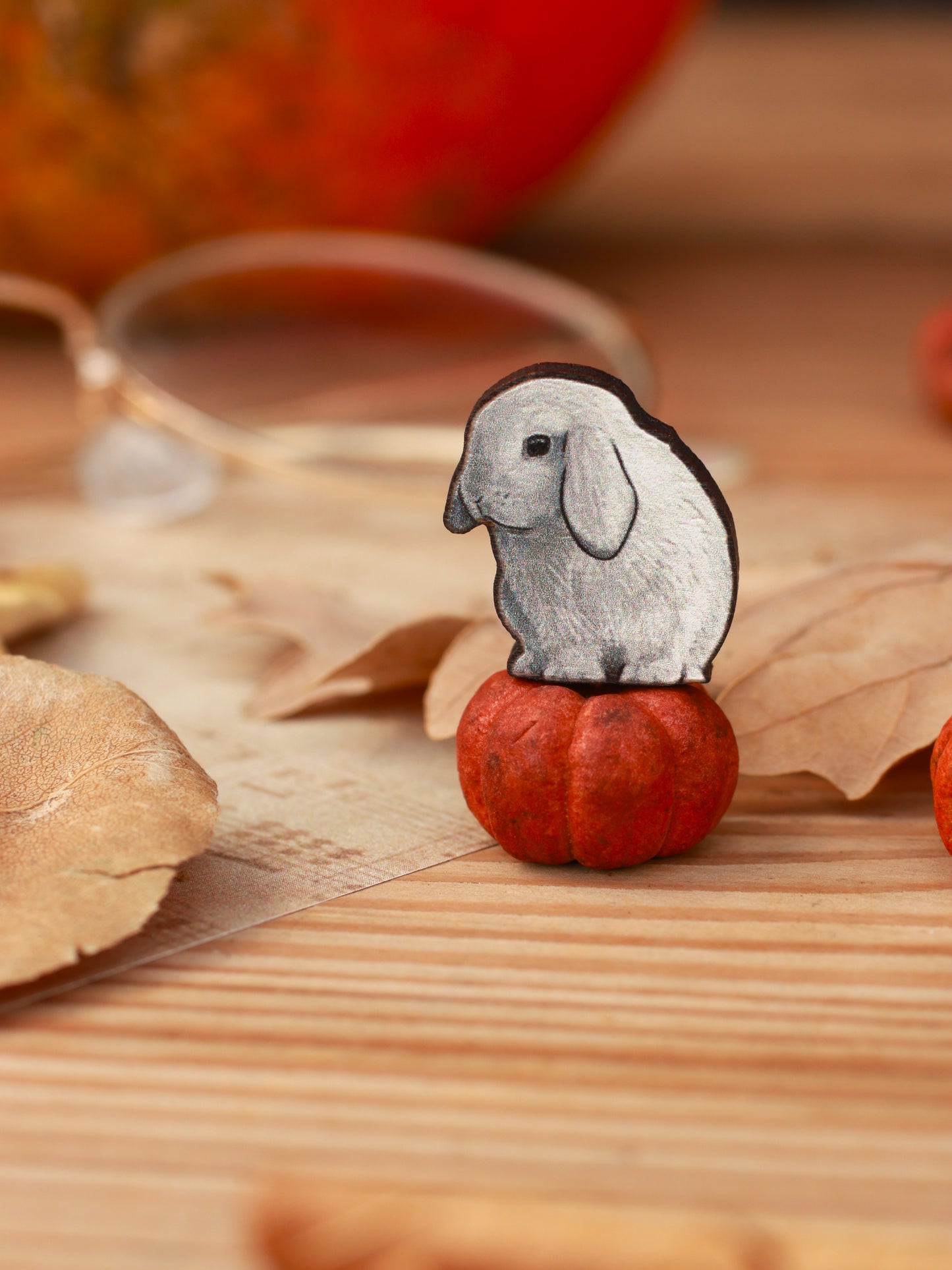 White Rabbit pin - Lop-Eared Rabbit brooch