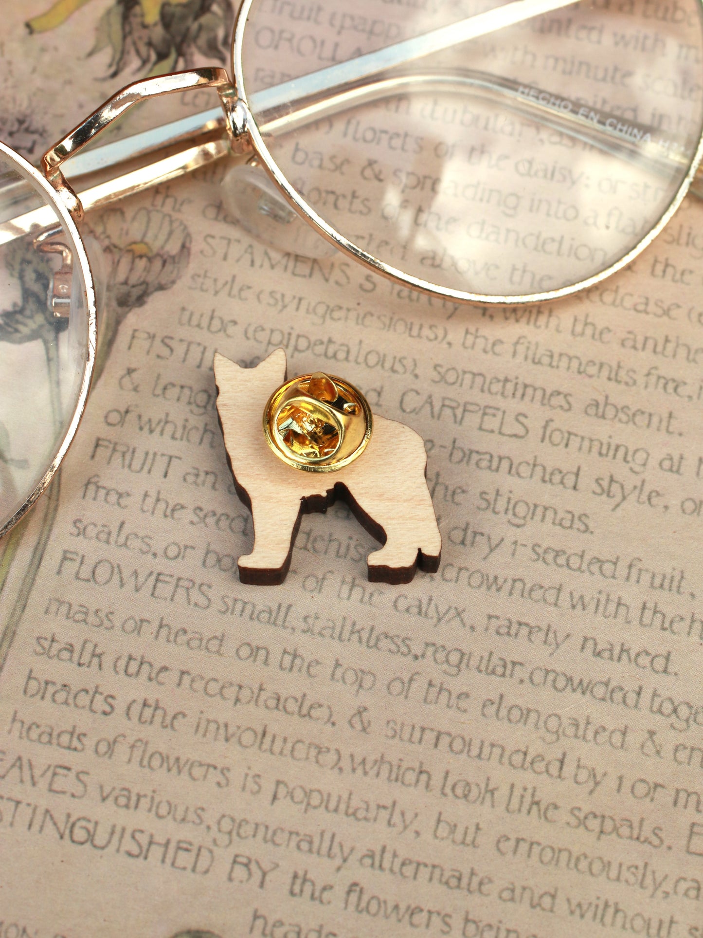 Border collie pin - wooden dog brooch