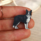 Border collie pin - wooden dog brooch