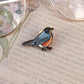 American Robin pin - wooden bird brooch