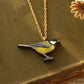 Great tit necklace - wooden bird pendant