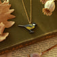 Great tit necklace - wooden bird pendant